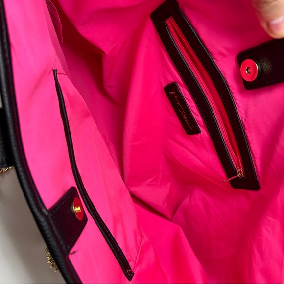 Betsey Johnson red roses double handle gold chain tote bag - Picture 12 of 14